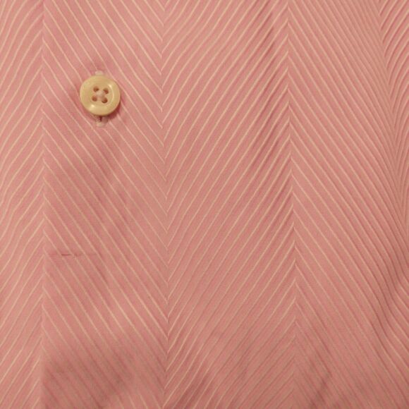 Bugatchi Uomu dress shirt  mens L Large 16 34/35 pink stripe long sleeve button - Picture 3 of 9